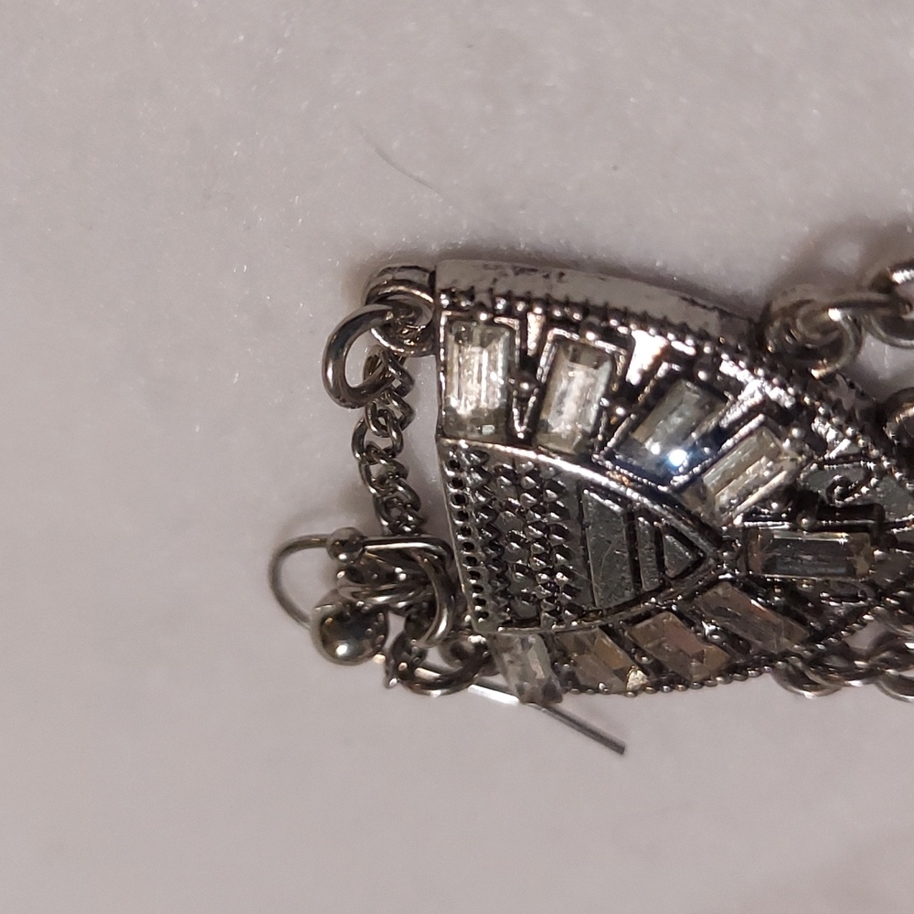 Silvertone Tribal Earrings / Sterling Silver Hooks #54 - Picture 5 of 5